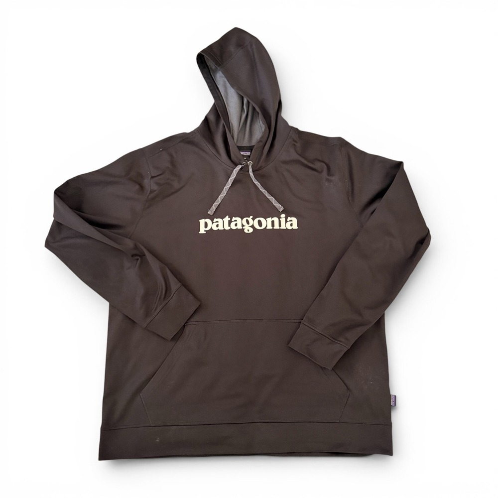 Patagonia Text Logo Uprisal Hoody Black XL Recycled Polyester Pullover